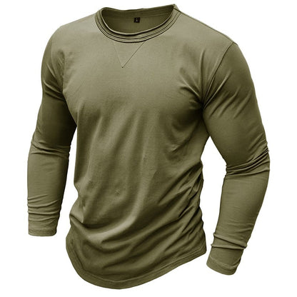 Wyatt | Herren Longsleeve Rundhals – Baumwolle-Stretch – sportlich Hirschfeld Moos S 