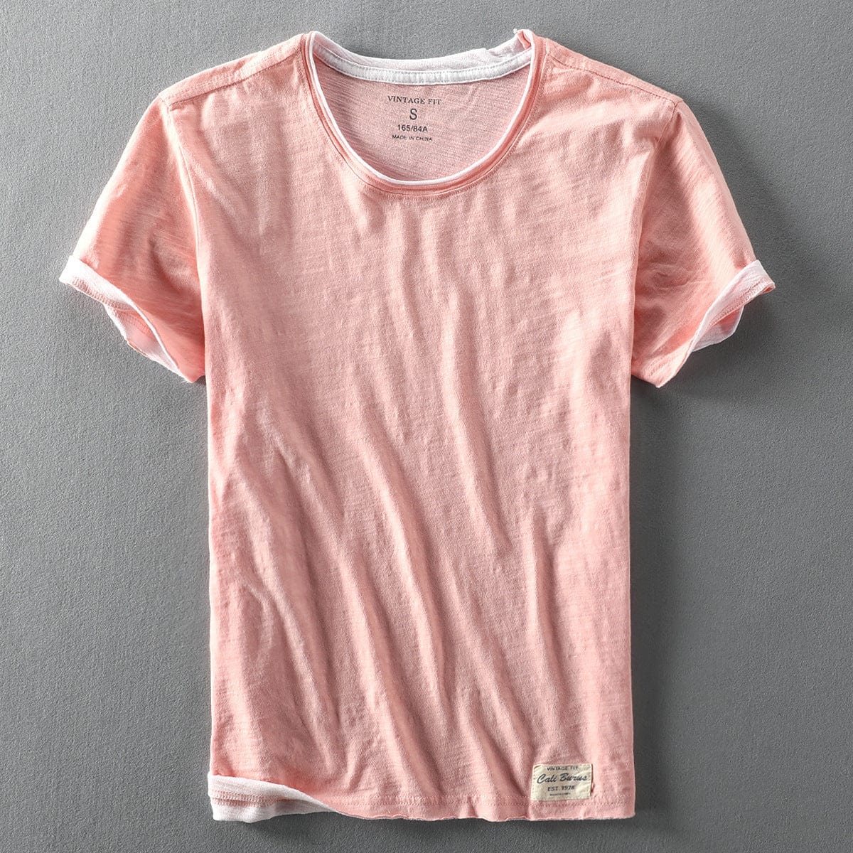 Aaron | Herren T-Shirt Rundhals – Double-Layer – Baumwolle – Vintage Fit Hirschfeld Rosa S 