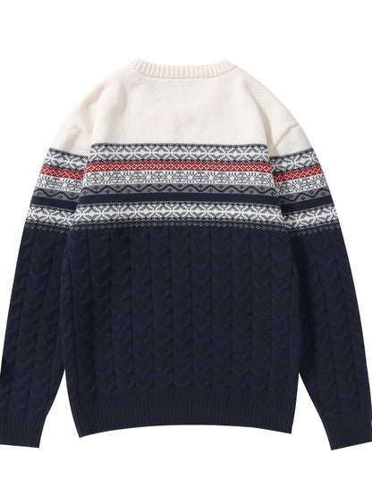 Francis | Damen Pullover – Rundhals – nordisches Jacquard – Wollstrick, weich & warm Hirschfeld 