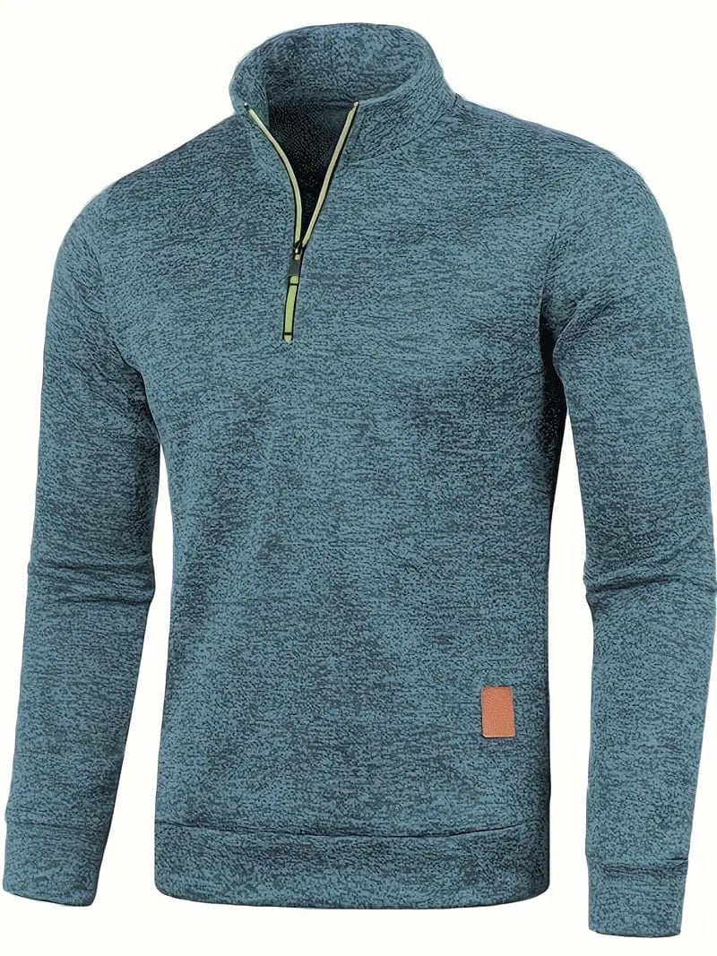 Bastian | Herren 1/4-Zip Strickpullover – Stehkragen – Rippstruktur – warm & atmungsaktiv Hirschfeld Ozeanblau S 