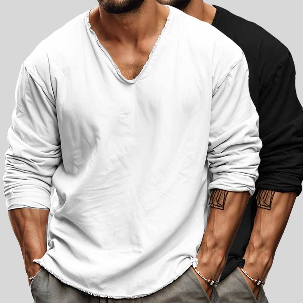 Caleb | Herren Longsleeve V-Ausschnitt – Relaxed Fit – Bio-Baumwolle Hirschfeld 