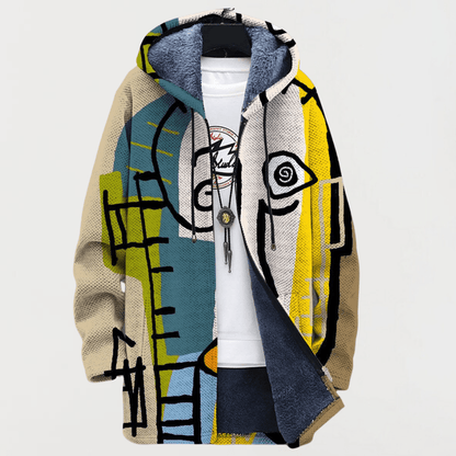 Luke | Unisex Boho Tribal Print Zip Up Hoodie Jacket | Fleece Lined Ethnic Festival Sweatshirt Hirschfeld 