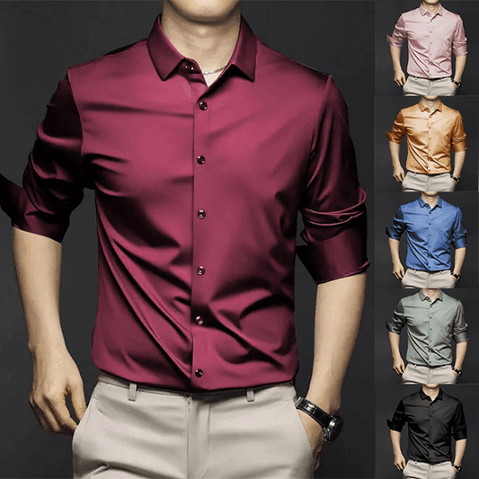 Felix | Herren Bügelfreies Hemd Langarm – Umlegekragen – knitterfrei – Premium-Stoff Hirschfeld 