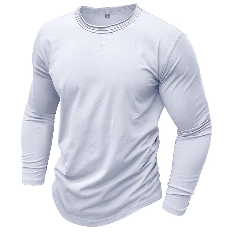 Wyatt | Herren Longsleeve Rundhals – Baumwolle-Stretch – sportlich Hirschfeld Weiß S 