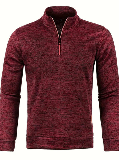Bastian | Herren 1/4-Zip Strickpullover – Stehkragen – Rippstruktur – warm & atmungsaktiv Hirschfeld Burgunderrot S 
