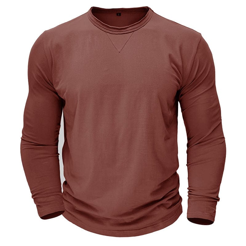 Wyatt | Herren Longsleeve Rundhals – Baumwolle-Stretch – sportlich Hirschfeld Rot S 