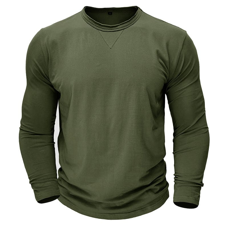 Wyatt | Herren Longsleeve Rundhals – Baumwolle-Stretch – sportlich Hirschfeld Grün S 