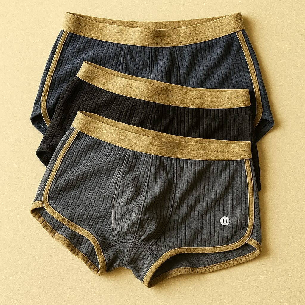 Cedric | Herren Boxershorts-Set – Rippbaumwolle – Komfortbund – atmungsaktiv & rutschfest Hirschfeld Dunkel XS 3er Set