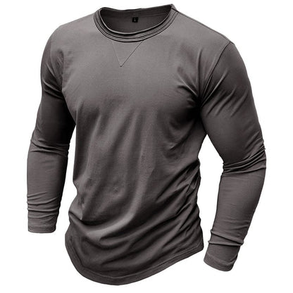 Wyatt | Herren Longsleeve Rundhals – Baumwolle-Stretch – sportlich Hirschfeld Dunkelgrau S 