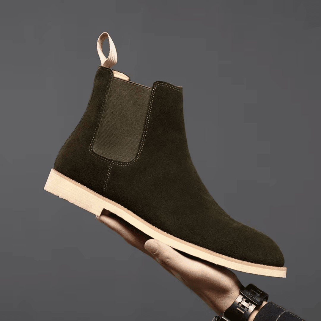 Blake | Herren Chelsea Boots – Slip-on – Wildleder Hirschfeld Olivgrün 39 