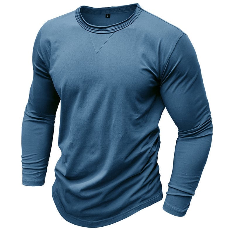 Wyatt | Herren Longsleeve Rundhals – Baumwolle-Stretch – sportlich Hirschfeld Denimblau S 