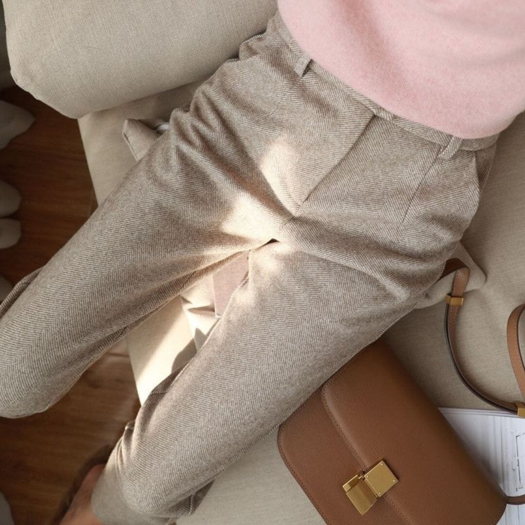 Trevor | Damen Stretchhose – Slim Taper – mittlere Taille – Fischgrätstruktur – pflegeleicht Hirschfeld 