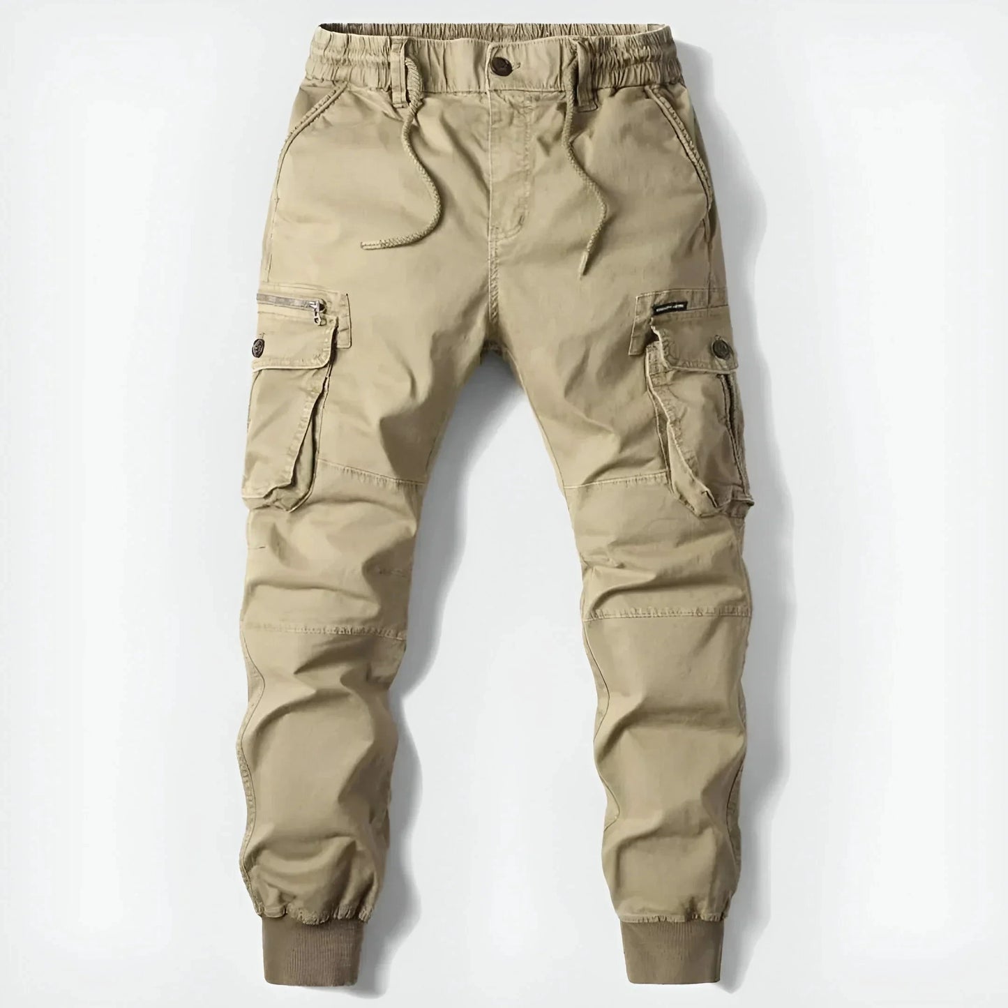 Tristan | Herren Cargo-Jogger – Baumwoll-Twill – Slim Taper – Kordelzugbund – Rippbündchen Hirschfeld Khaki 29 