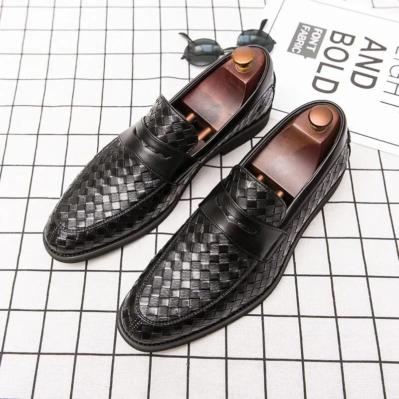 Danny | Herren Loafer Penny-Riemen – Geflochtenes Blatt – Echtleder Hirschfeld Schwarz 6.0 