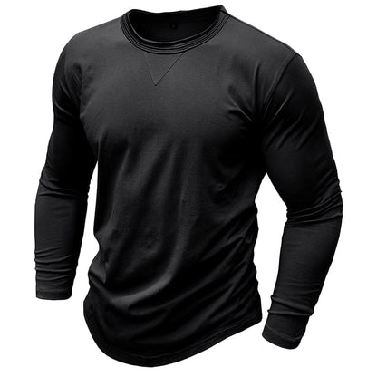 Wyatt | Herren Longsleeve Rundhals – Baumwolle-Stretch – sportlich Hirschfeld Schwarz S 