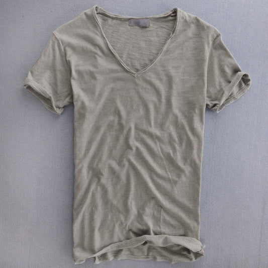 Calvin | Herren T-Shirt V-Ausschnitt Kurzarm – Bio-Baumwolle – weich & atmungsaktiv Hirschfeld Taupe S 