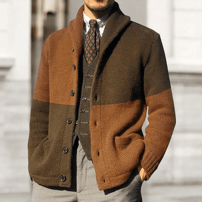 Colton | Herren Strick-Cardigan – Schalkragen – Knopfleiste – 100% Bio-Baumwolle Hirschfeld Kaffee Braun S 