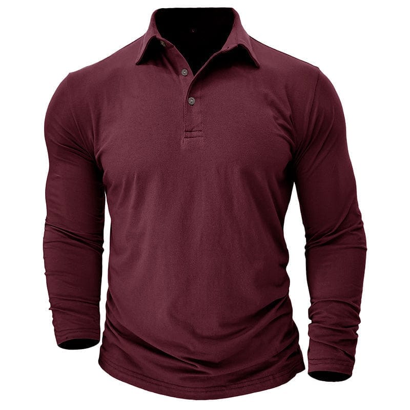 Alex | Herren Langarm-Poloshirt Polokragen – taillierte Passform – Baumwoll-Mix Hirschfeld Rot S 
