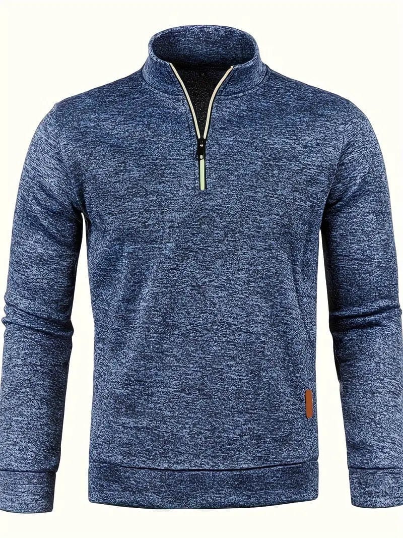 Bastian | Herren 1/4-Zip Strickpullover – Stehkragen – Rippstruktur – warm & atmungsaktiv Hirschfeld Marineblau S 