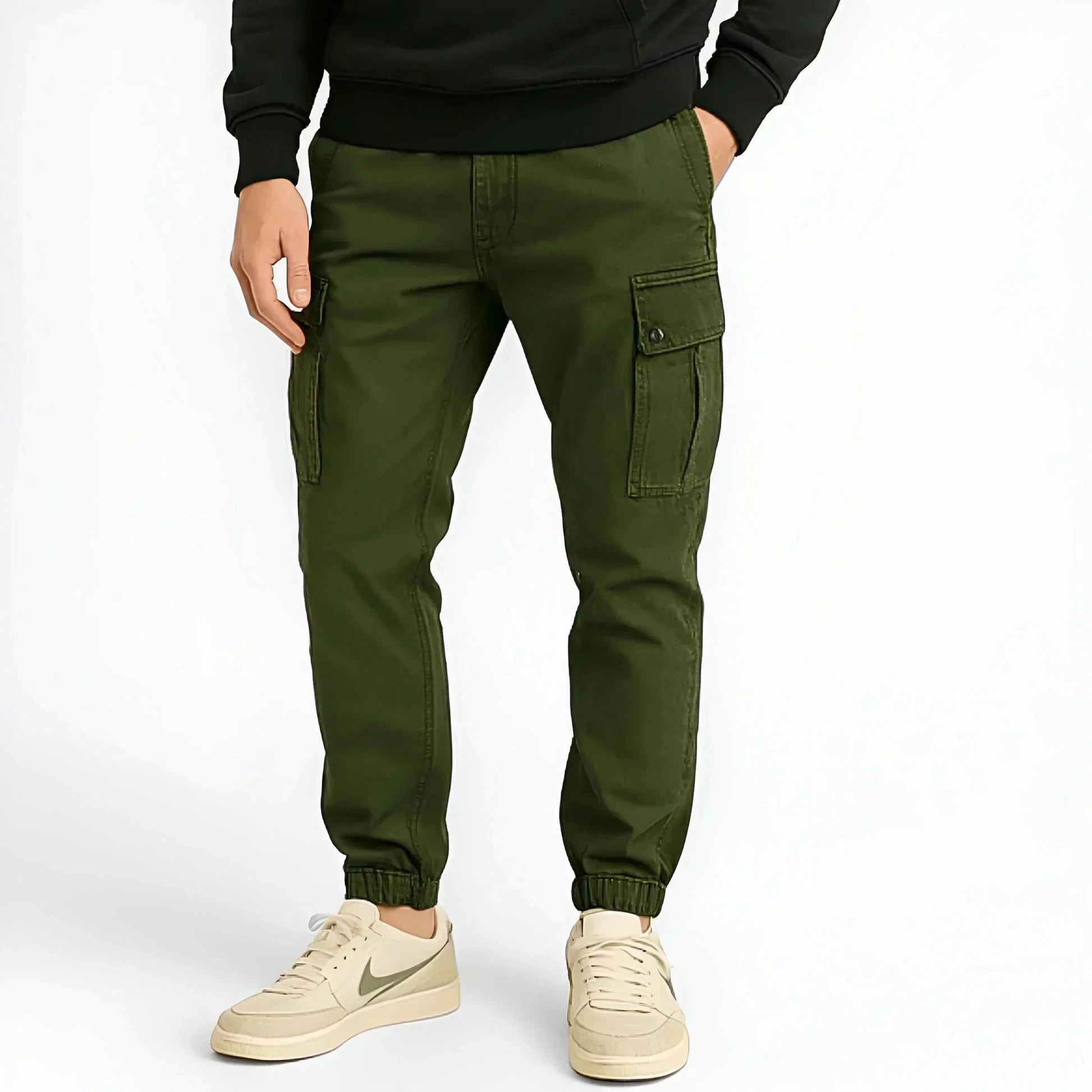 Tristan | Herren Cargo-Jogger – Baumwoll-Twill – Slim Taper – Kordelzugbund – Rippbündchen Hirschfeld 