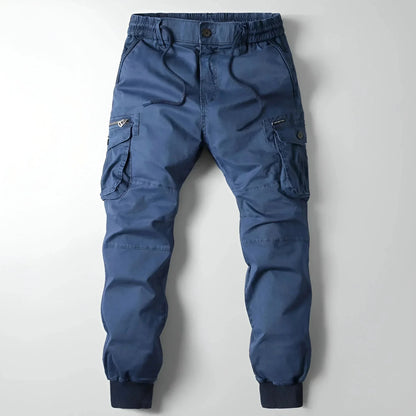 Tristan | Herren Cargo-Jogger – Baumwoll-Twill – Slim Taper – Kordelzugbund – Rippbündchen Hirschfeld Blau 29 