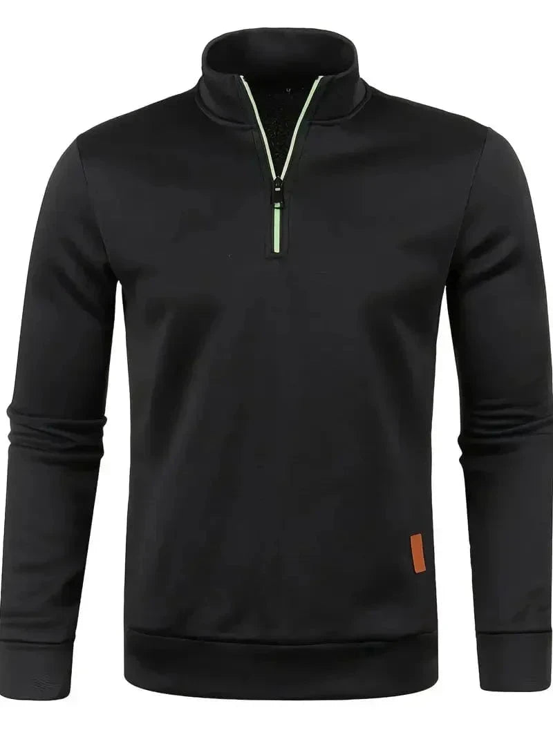Bastian | Herren 1/4-Zip Strickpullover – Stehkragen – Rippstruktur – warm & atmungsaktiv Hirschfeld Schwarz S 