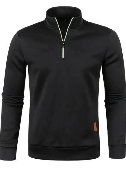 Bastian | Herren 1/4-Zip Strickpullover – Stehkragen – Rippstruktur – warm & atmungsaktiv Hirschfeld Schwarz S 