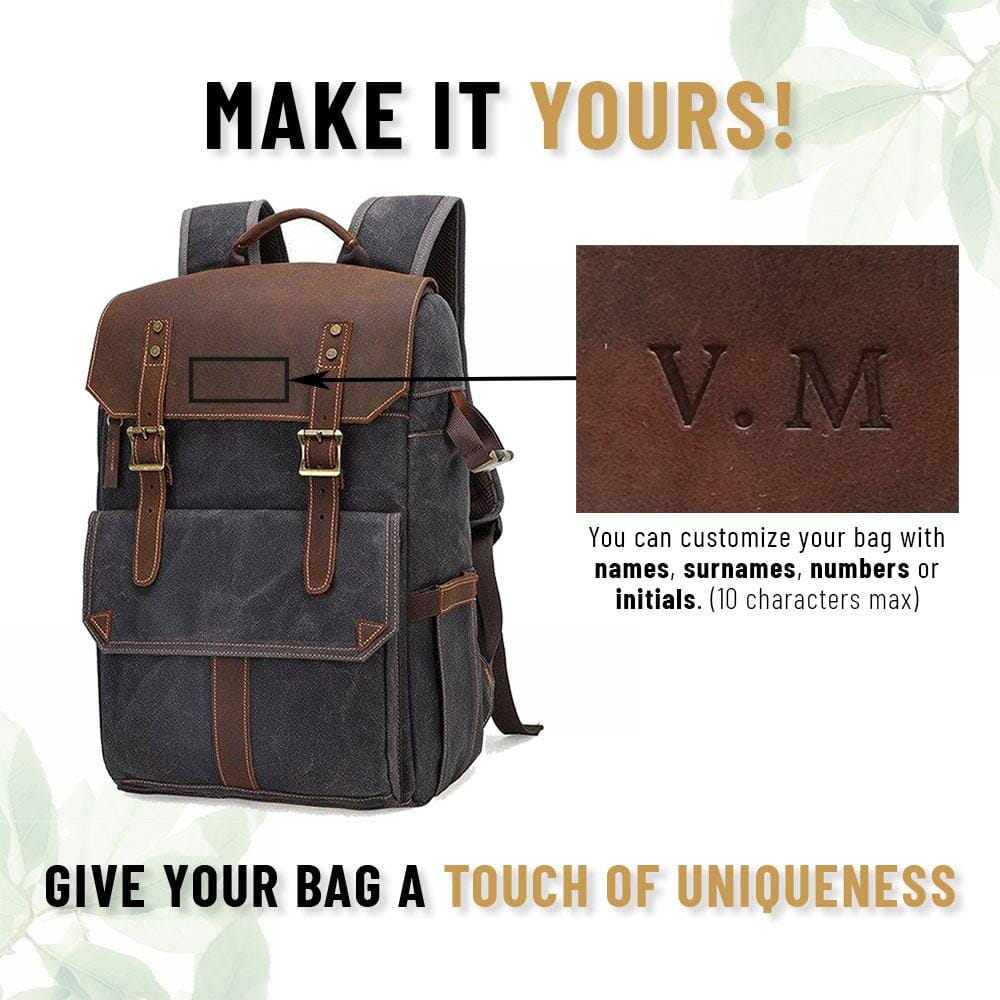 Paul | Kamera-Rucksack Herren/Unisex – gewachstes Canvas & Leder – abnehmbarer Kameraeinsatz – wasserabweisend – 25 L canvas backpack Hirschfeld 