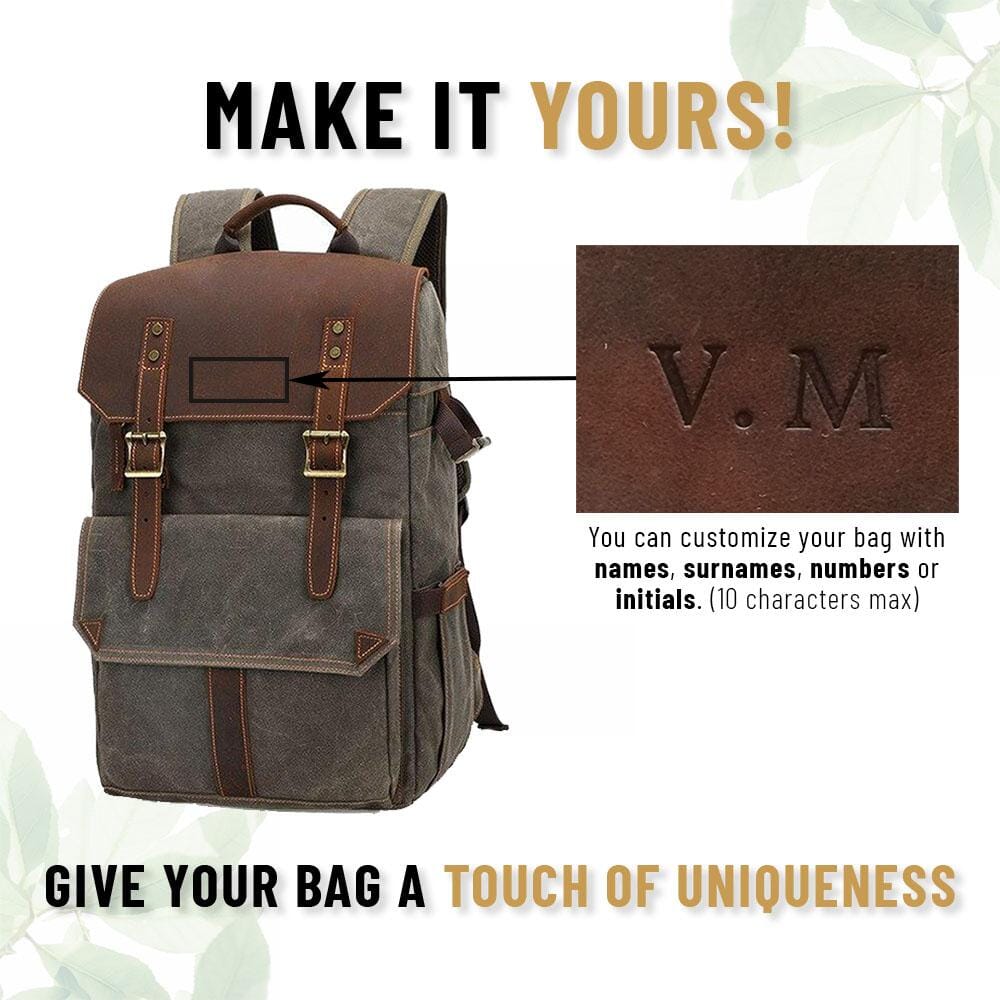 Paul | Kamera-Rucksack Herren/Unisex – gewachstes Canvas & Leder – abnehmbarer Kameraeinsatz – wasserabweisend – 25 L canvas backpack Hirschfeld 