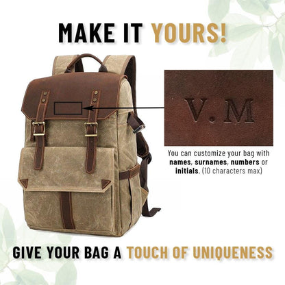 Paul | Kamera-Rucksack Herren/Unisex – gewachstes Canvas & Leder – abnehmbarer Kameraeinsatz – wasserabweisend – 25 L canvas backpack Hirschfeld 