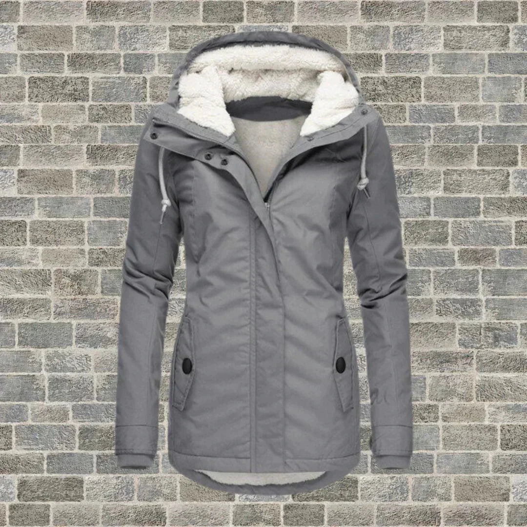 Alicia | Damen Winterparka – lang – warm gefüttert – Kapuze – wasserabweisend sofie mode20241022 Hirschfeld Grau S 