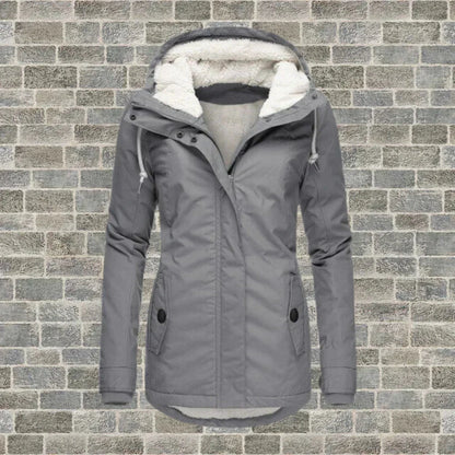 Alicia | Damen Winterparka – lang – warm gefüttert – Kapuze – wasserabweisend sofie mode20241022 Hirschfeld Grau S 