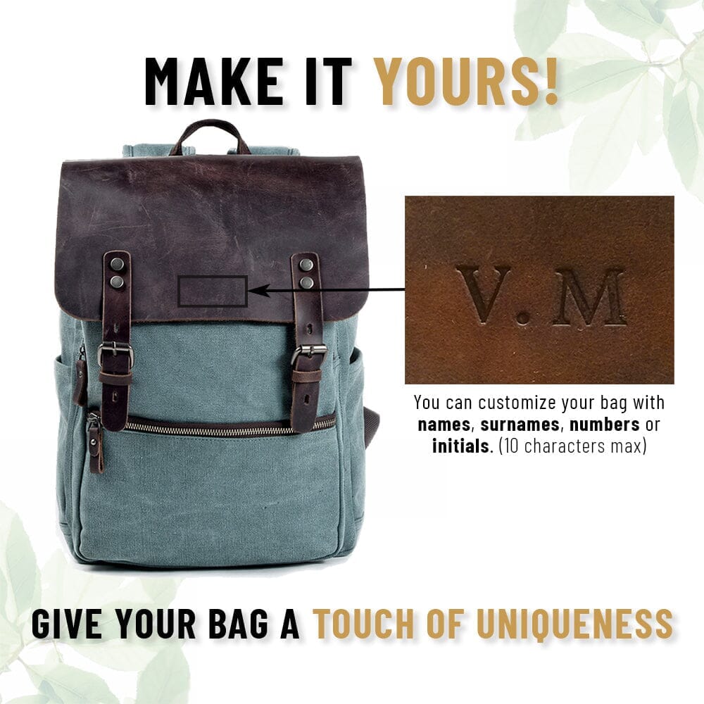 Preston | Rucksack Herren/Unisex – gewachstes Canvas & Vollnarbenleder – Laptopfach 15″ – 15 L – wasserabweisend canvas backpack Hirschfeld Hellblau Ja 