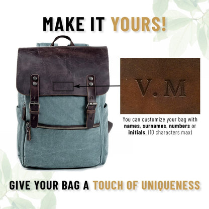 Preston | Rucksack Herren/Unisex – gewachstes Canvas & Vollnarbenleder – Laptopfach 15″ – 15 L – wasserabweisend canvas backpack Hirschfeld Hellblau Ja 