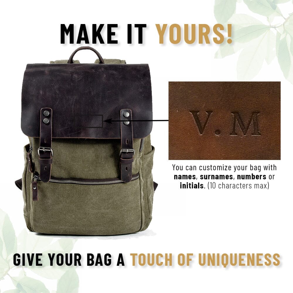 Preston | Rucksack Herren/Unisex – gewachstes Canvas & Vollnarbenleder – Laptopfach 15″ – 15 L – wasserabweisend canvas backpack Hirschfeld Hellgrün Ja 