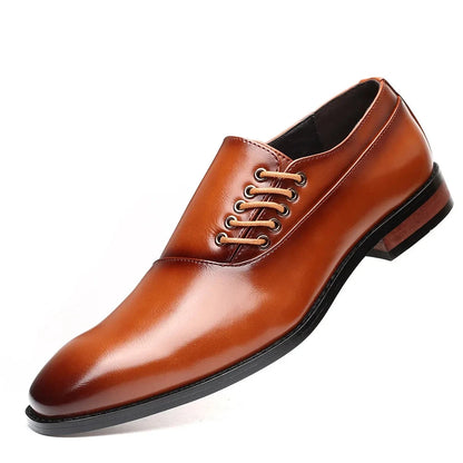 Calvin | Herren Schnürschuhe – seitliche Schnürung – Echtleder Hirschfeld Cognac 39 