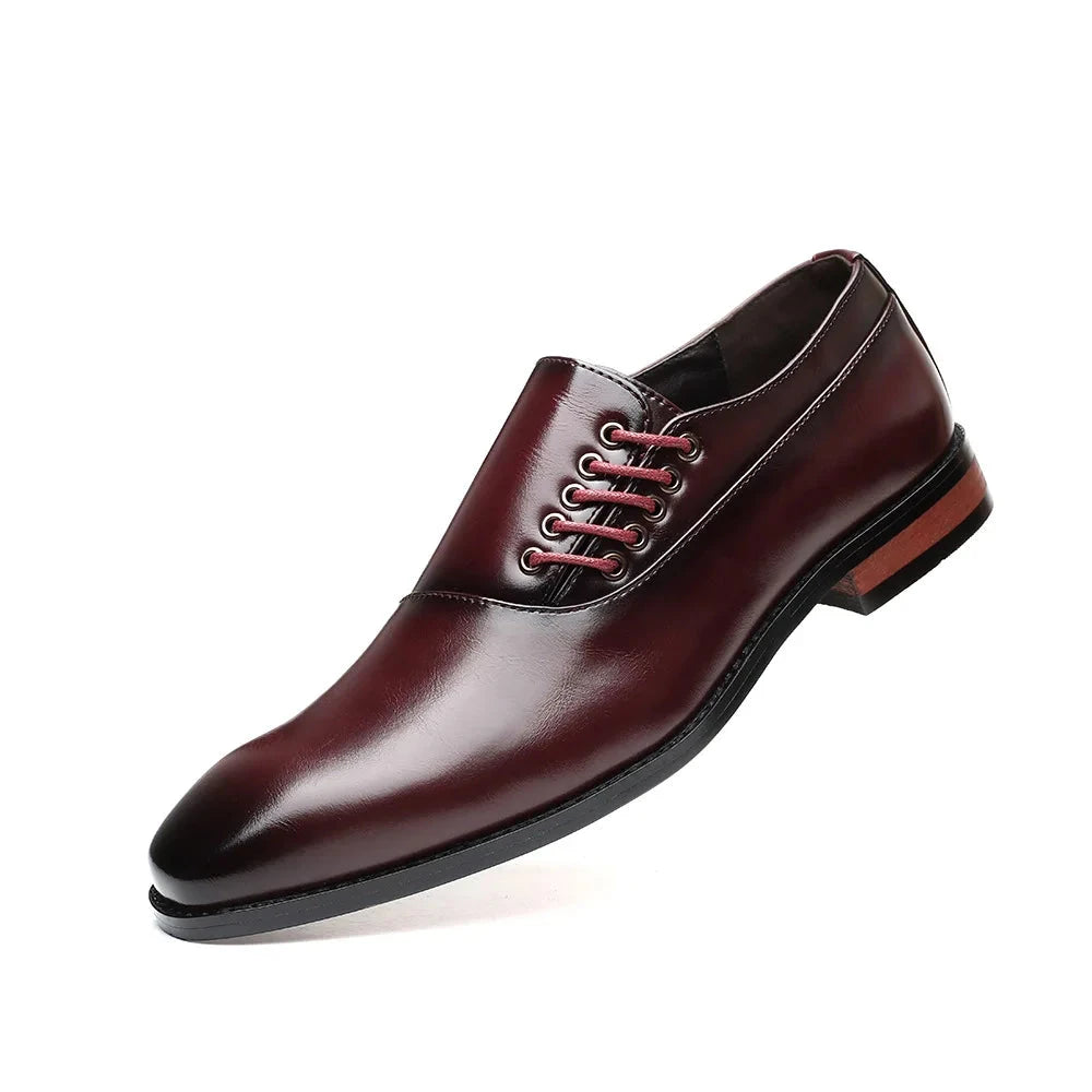 Calvin | Herren Schnürschuhe – seitliche Schnürung – Echtleder Hirschfeld Bordeaux 39 