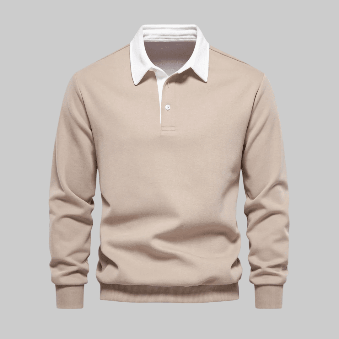 Jason | Herren Langarm-Polo Polokragen – Kontrastkragen – Feinstrick Hirschfeld Khaki S 