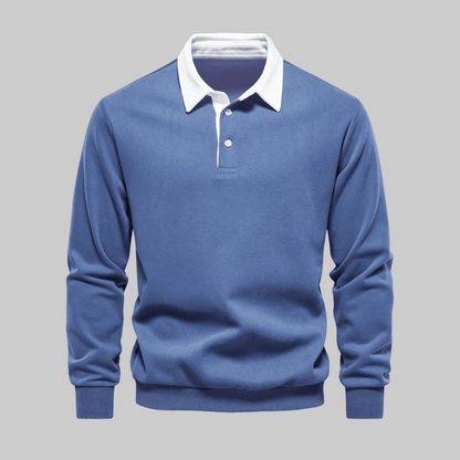 Jason | Herren Langarm-Polo Polokragen – Kontrastkragen – Feinstrick Hirschfeld Blau S 