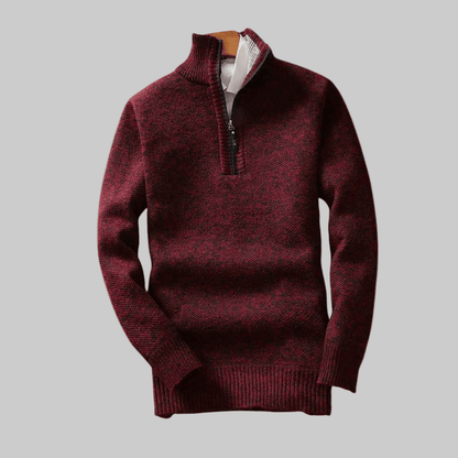 Jack | Herren Halbzip-Strickpullover Stehkragen – Rippbündchen – Strick Hirschfeld Rot M 