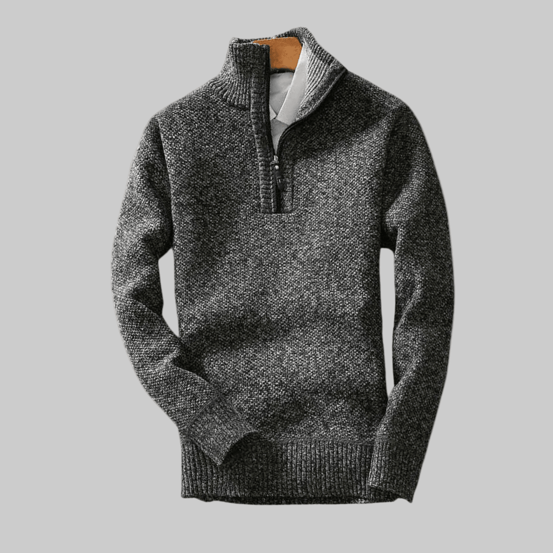 Jack | Herren Halbzip-Strickpullover Stehkragen – Rippbündchen – Strick Hirschfeld Dunkelgrau M 