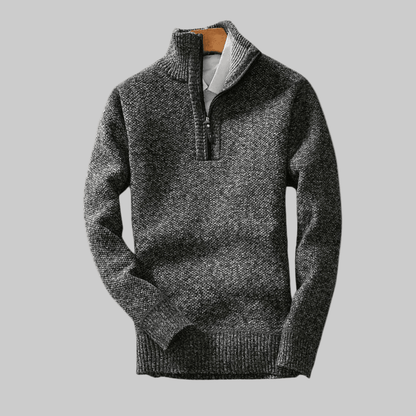 Jack | Herren Halbzip-Strickpullover Stehkragen – Rippbündchen – Strick Hirschfeld Dunkelgrau M 