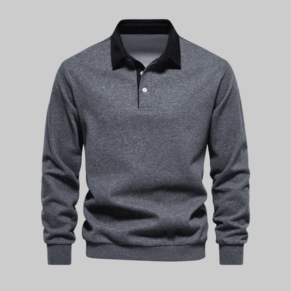 Jason | Herren Langarm-Polo Polokragen – Kontrastkragen – Feinstrick Hirschfeld Dunkelgrau S 