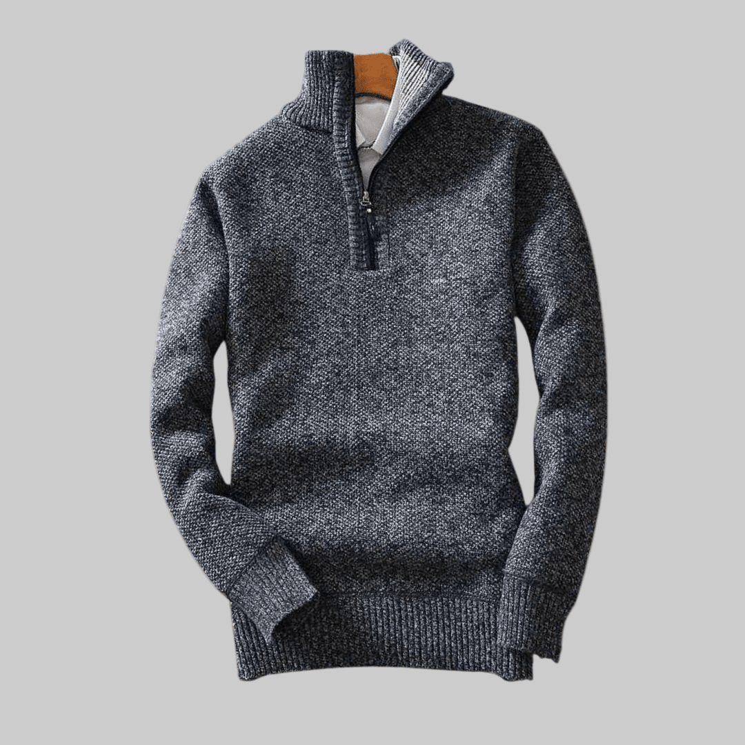 Jack | Herren Halbzip-Strickpullover Stehkragen – Rippbündchen – Strick Hirschfeld Blau M 