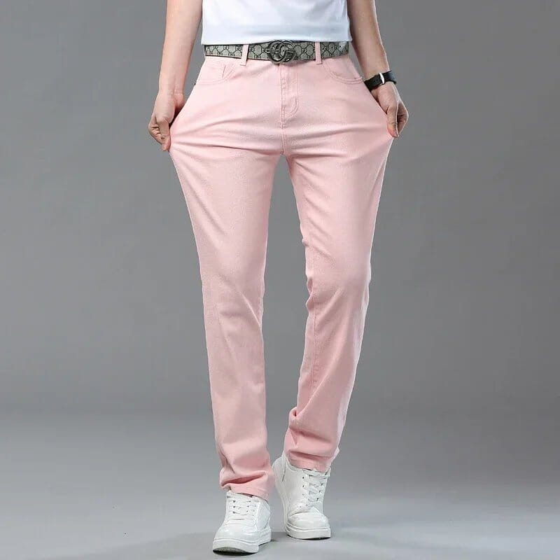 Timothy | Herren Chino Straight – Stretch-Baumwoll-Twill – mittelhoch – garngefärbt Hirschfeld Pink 28 