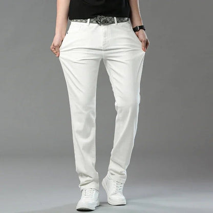 Timothy | Herren Chino Straight – Stretch-Baumwoll-Twill – mittelhoch – garngefärbt Hirschfeld Weiß 28 