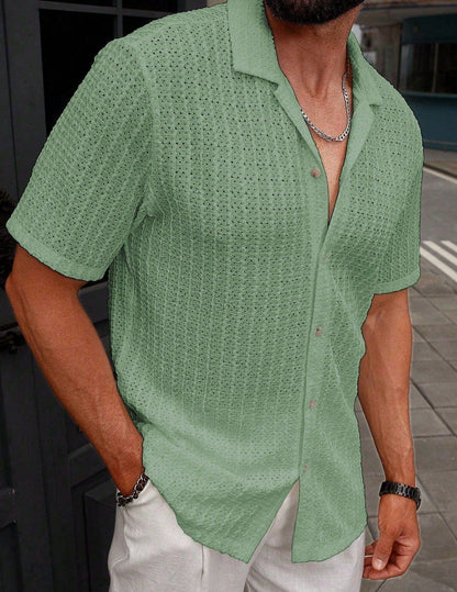 Henry | Herren Sommerhemd Kurzarm – Reverskragen – strukturierter Baumwollmix – leicht & atmungsaktiv Hirschfeld 
