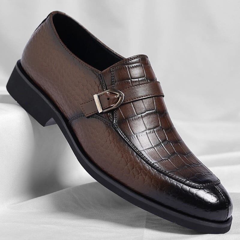 Daniel | Herren Loafer Monk-Style – Krokoprägung – PU-Kunstleder Hirschfeld Braun 39 