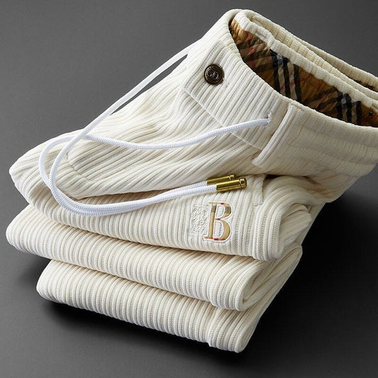 Victor | Herren Lounge-Hose – gerippte Textur – elastischer Bund – weicher, atmungsaktiver Strick Hirschfeld Weiß XS 