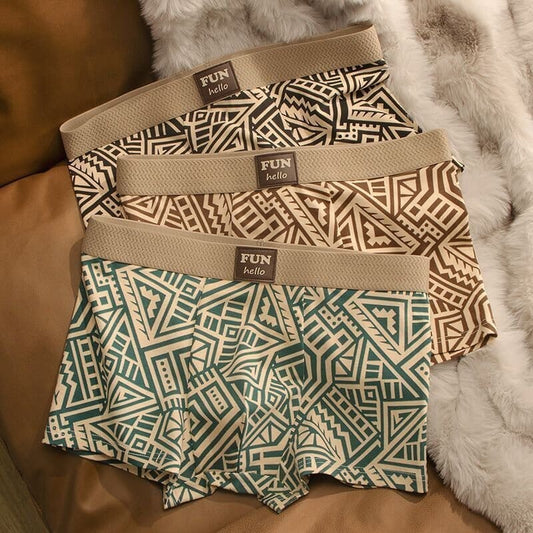 Vincent | Herren Boxershorts (Trunk) – Stretch – flache Nähte – Komfortbund – Print Hirschfeld Bunt S 3er Set